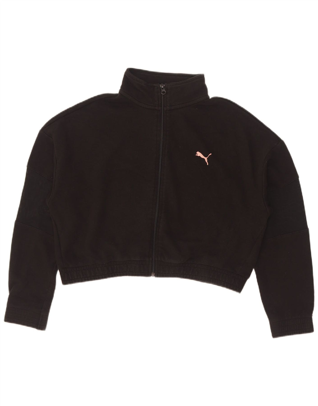 Jachetă de top pentru trening Puma Crop Oversized UK 10 Bumbac negru mic