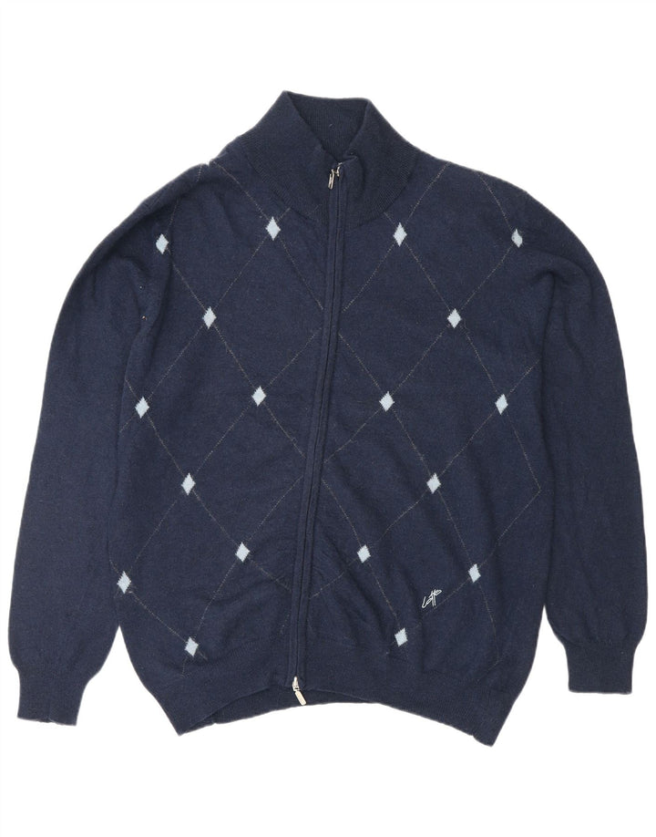 Pulover cardigan pentru bărbați Lotto 2XL bleumarin Argyle/Diamond Bumbac