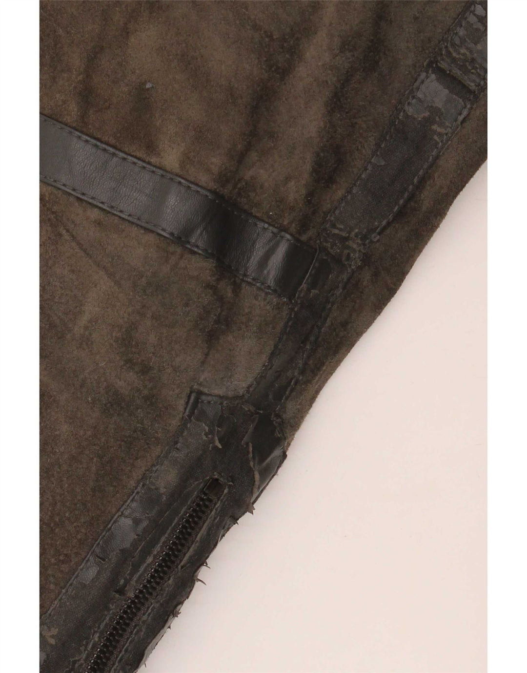 Jachetă motociclist din piele intoarsa pentru barbati Zara UK 40 mare kaki