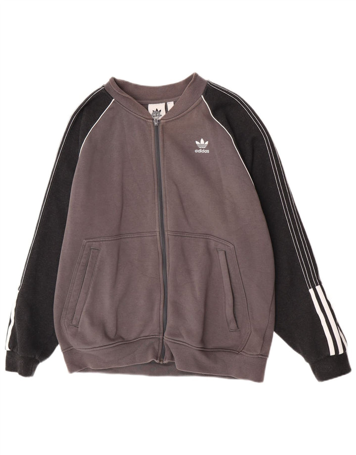 Jachetă de trening pentru bărbați Adidas, mare, gri din bumbac color bloc