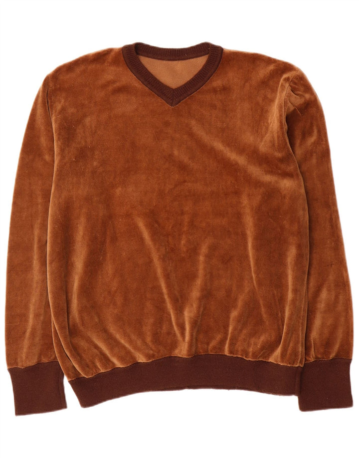 Hanorac vintage pentru bărbați din velur Jumper mare maro