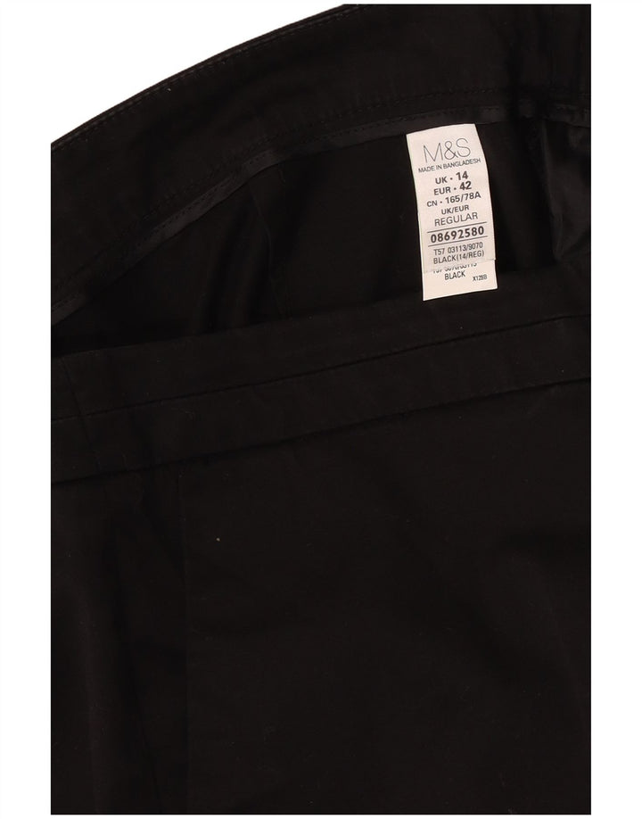 Pantaloni tăiați obișnuiți pentru femei Marks & Spencer UK 14 Large W34 L25 Negru