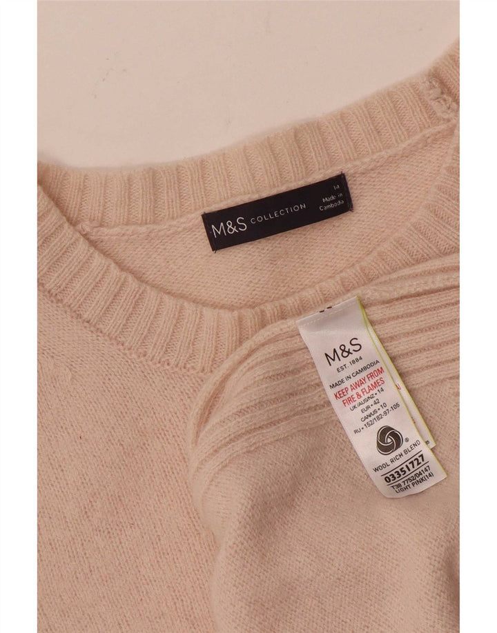 Pulover pentru femei Marks & Spencer, cu gât de barcă, din lână roz mediu