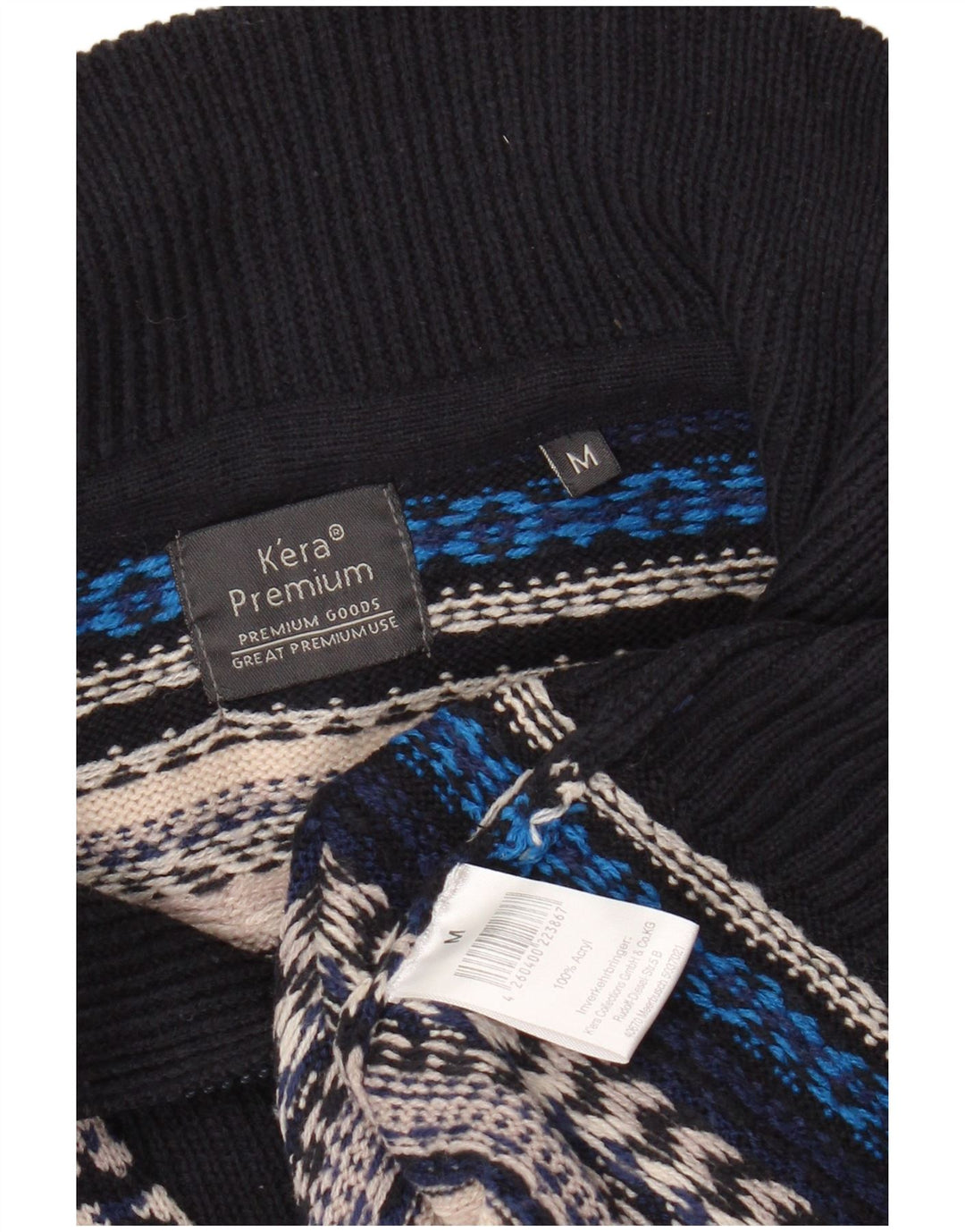 Pulover VINTAGE pentru bărbați, cu fermoar, cu gât, mediu, multicolor, cu dungi acrilice