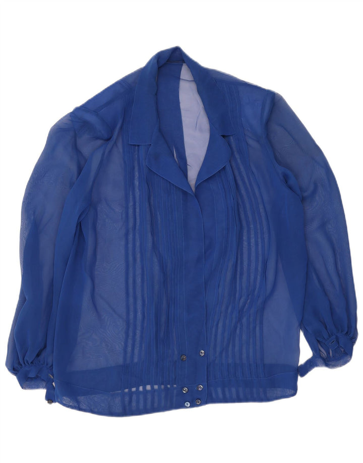 Bluză cămașă vintage pentru femei UK 18 XL Albastru