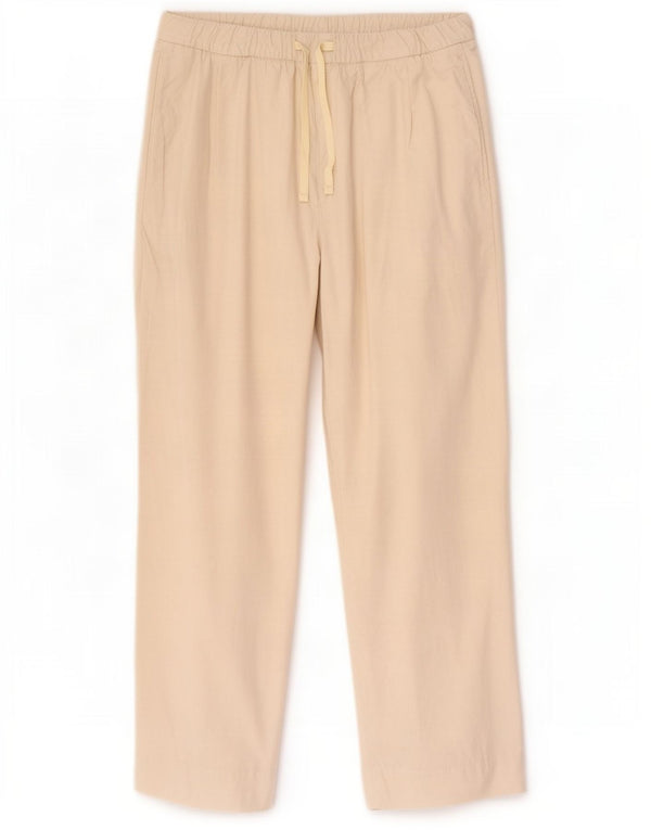 Pantaloni tăiați pentru femei Zara cu picioare largi Mici L26 L24 Bumbac bej
