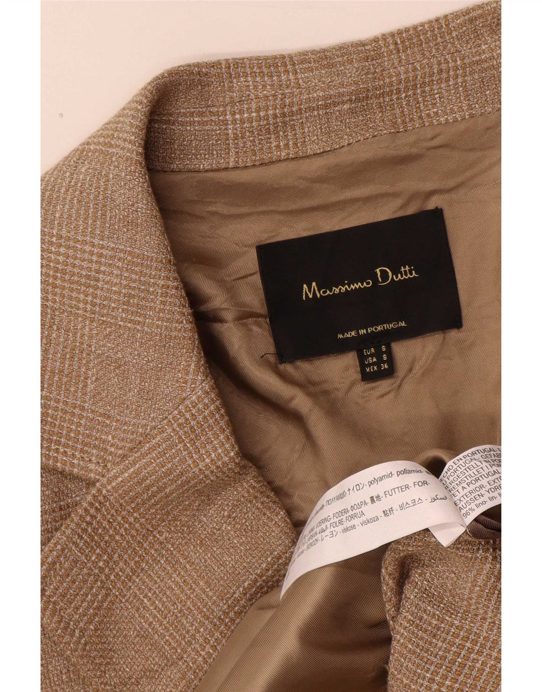Massimo Dutti Manecă dublu pentru bărbați, 3/4 UK 36, maro, carouri mici