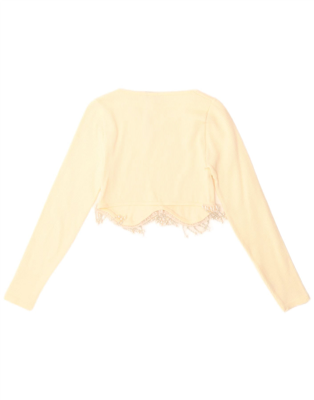 Crop Top pentru femei Zara cu mânecă lungă UK 4 XS Galben Poliamidă