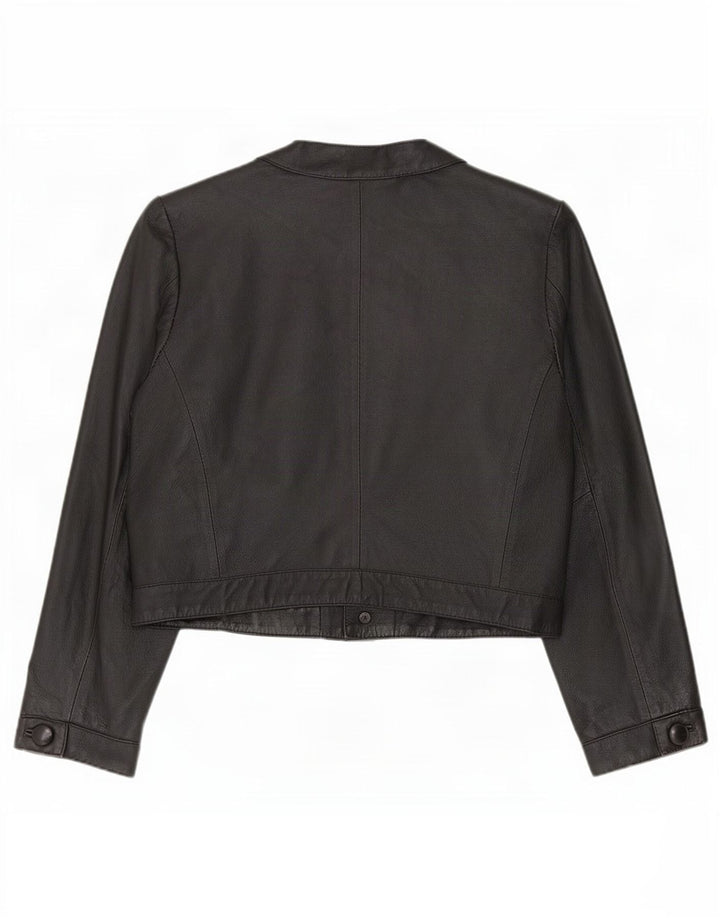 Jachetă Bolero din piele supradimensionată pentru femei Vintage IT 40 Small Black