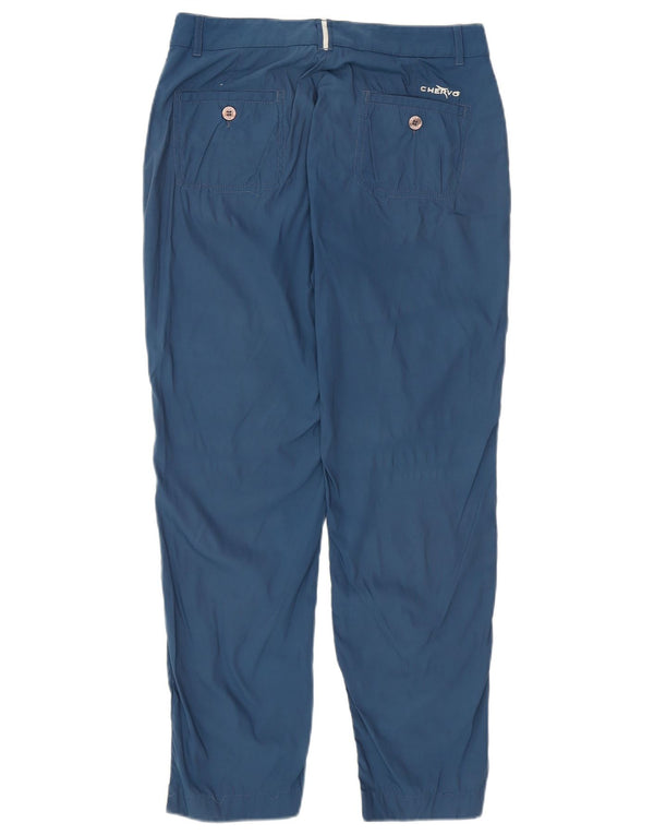 CHERVO Womens Slim Casual Trousers UK 8 Small W27 L27 Blue Nylon