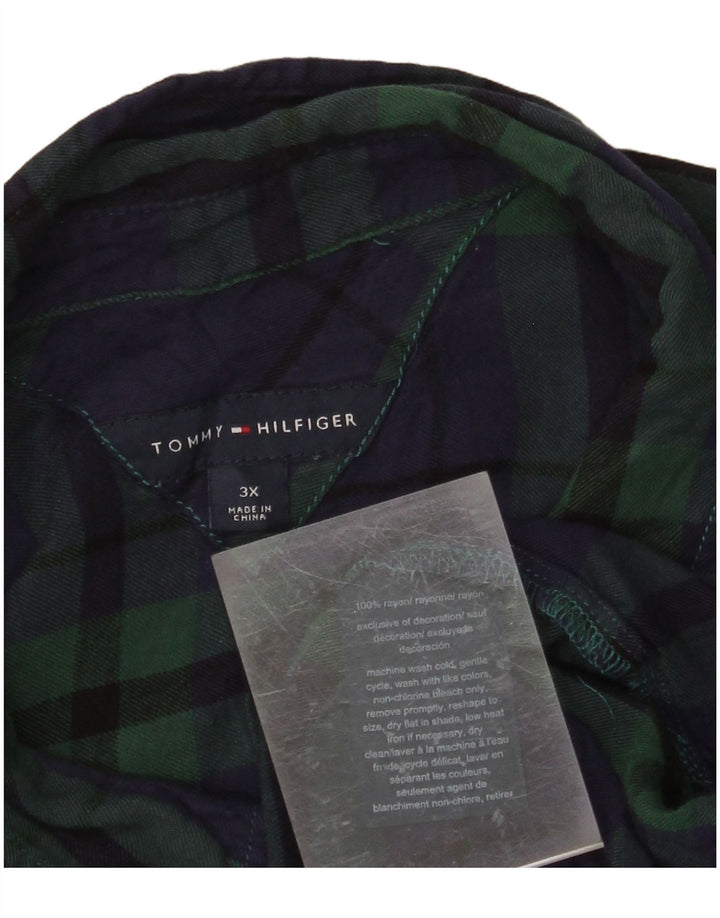 Cămașă de flanel pentru femei TOMMY HILFIGER UK 22 3XL, verde, carouri, raion