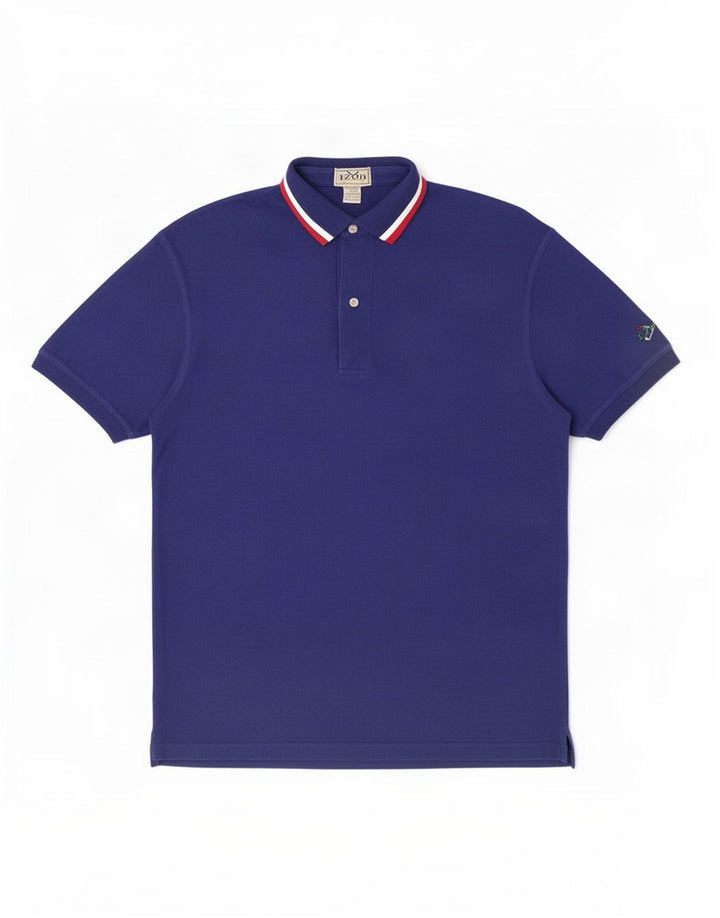 Tricou polo Izod pentru bărbați, bumbac cu dungi albastre medii