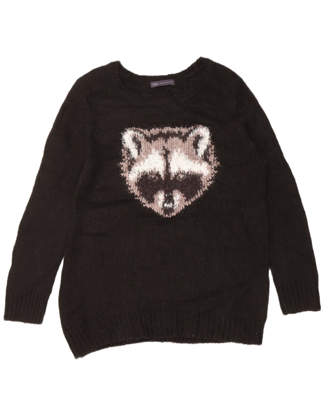 Pulover pentru femei Marks & Spencer cu grafică cu gât de barcă, UK 14 Medium Negru