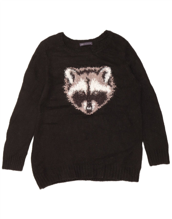 Pulover pentru femei Marks & Spencer cu grafică cu gât de barcă, UK 14 Medium Negru