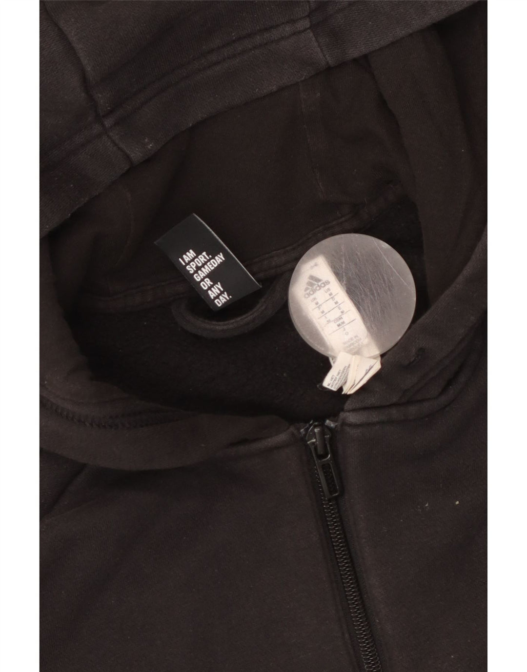 Pulover ADIDAS pentru bărbați, cu fermoar, bumbac mediu negru
