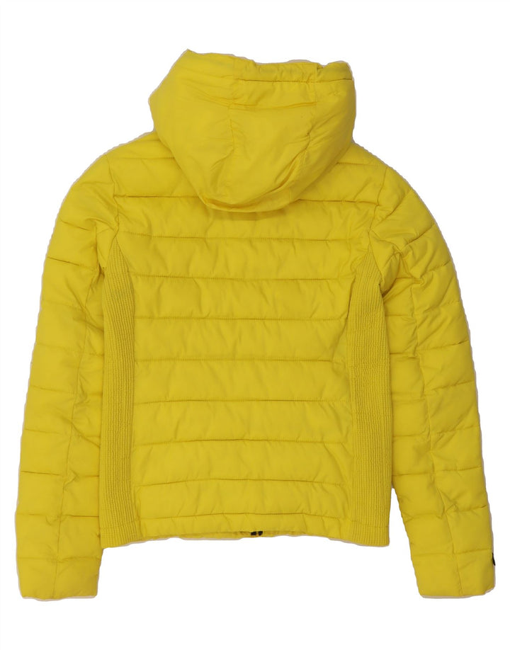 SUPERDRY Womens Hooded Padded Jacket UK 10 Small Yellow Nylon Vintage Superdry and Second-Hand Superdry from Messina Hembry 