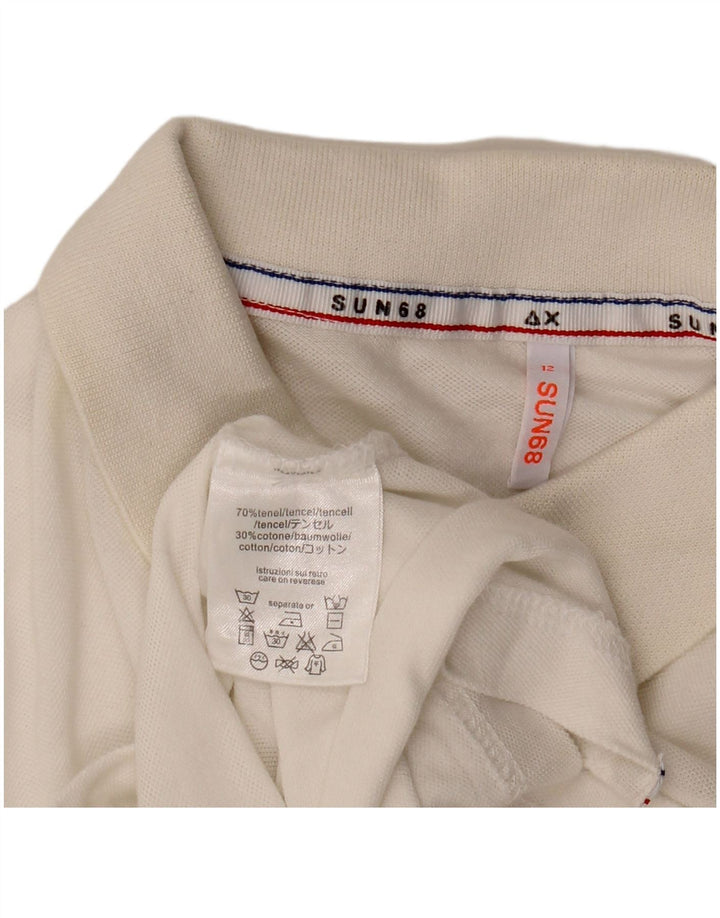 Sun68 Tricou Polo Băieți 11-12 Ani Tencel Alb