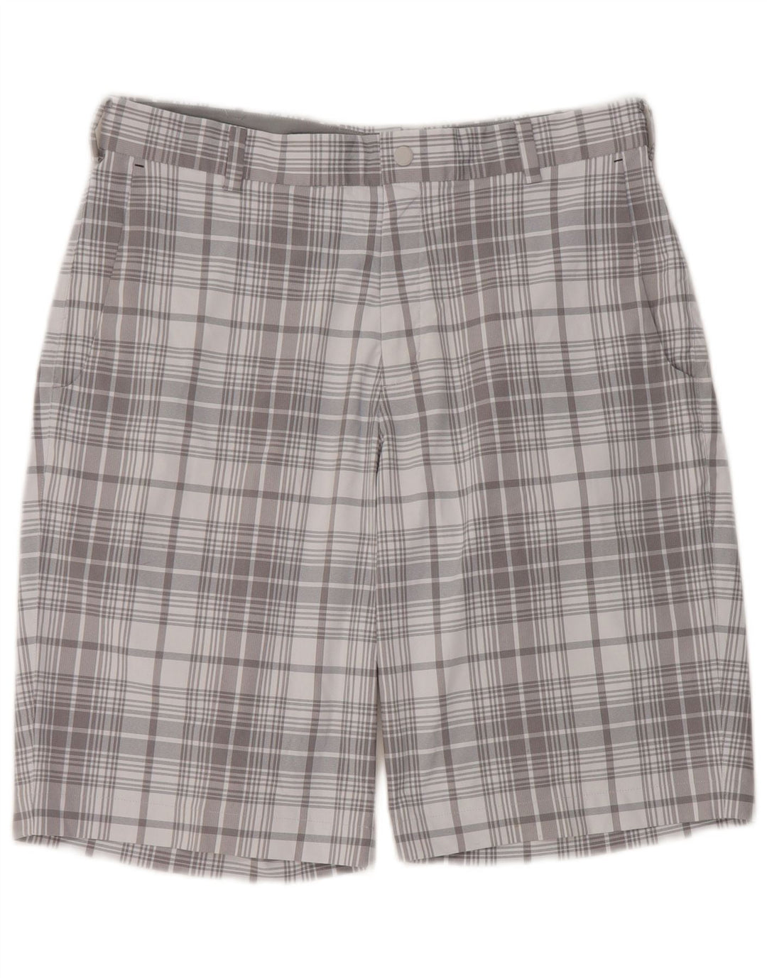 Pantaloni scurți chino pentru bărbați Nike Dri Fit W32, poliester cu carouri, gri mediu