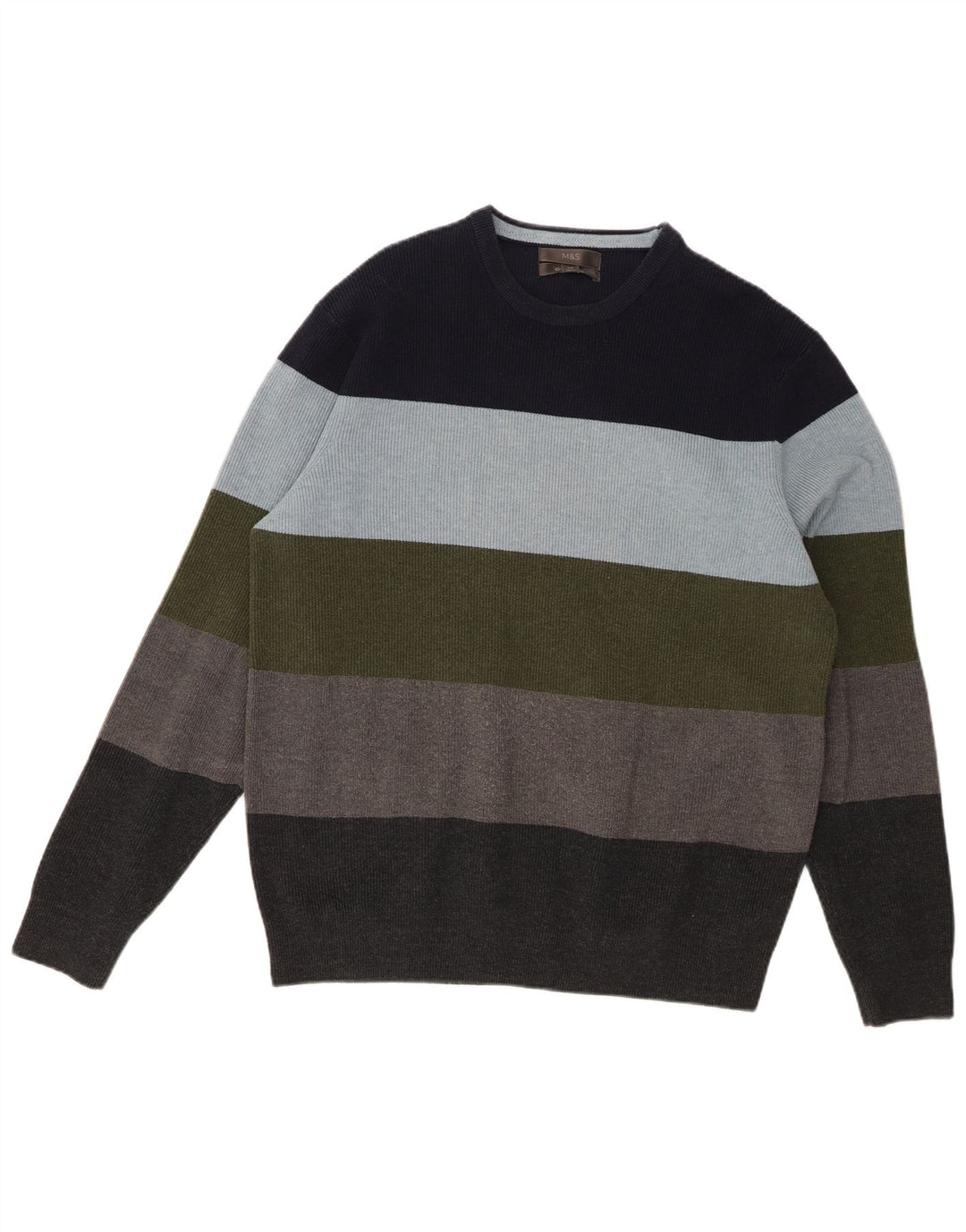 Pulover pentru bărbați Marks & Spencer, cu gât crew, cu dungi mari, multicolore