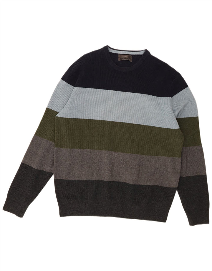 Pulover pentru bărbați Marks & Spencer, cu gât crew, cu dungi mari, multicolore