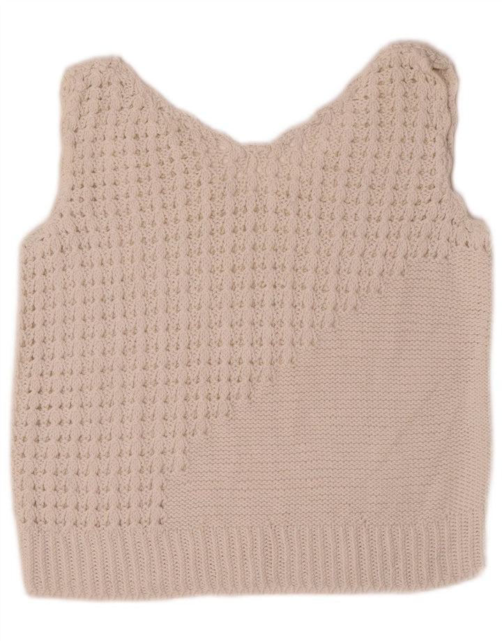 Vintage Womens Crop Vest Tank Top UK 10 Small White