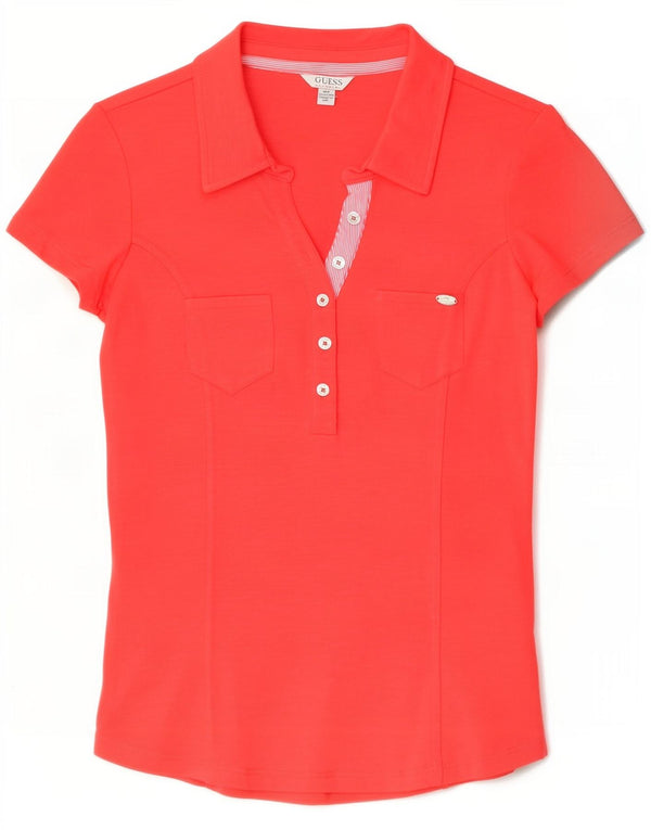 Tricou polo Guess pentru femei UK 12, bumbac roșu mediu