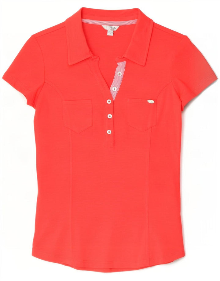 Tricou polo Guess pentru femei UK 12, bumbac roșu mediu