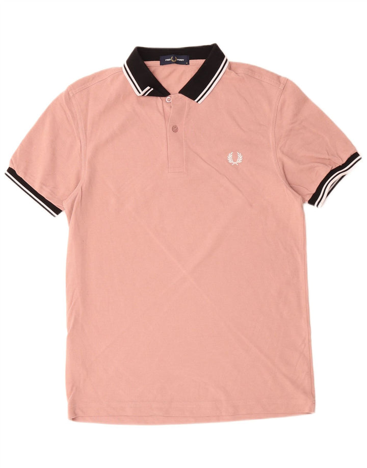 Tricou polo pentru bărbați de rugby Fred Perry, bumbac roz mediu
