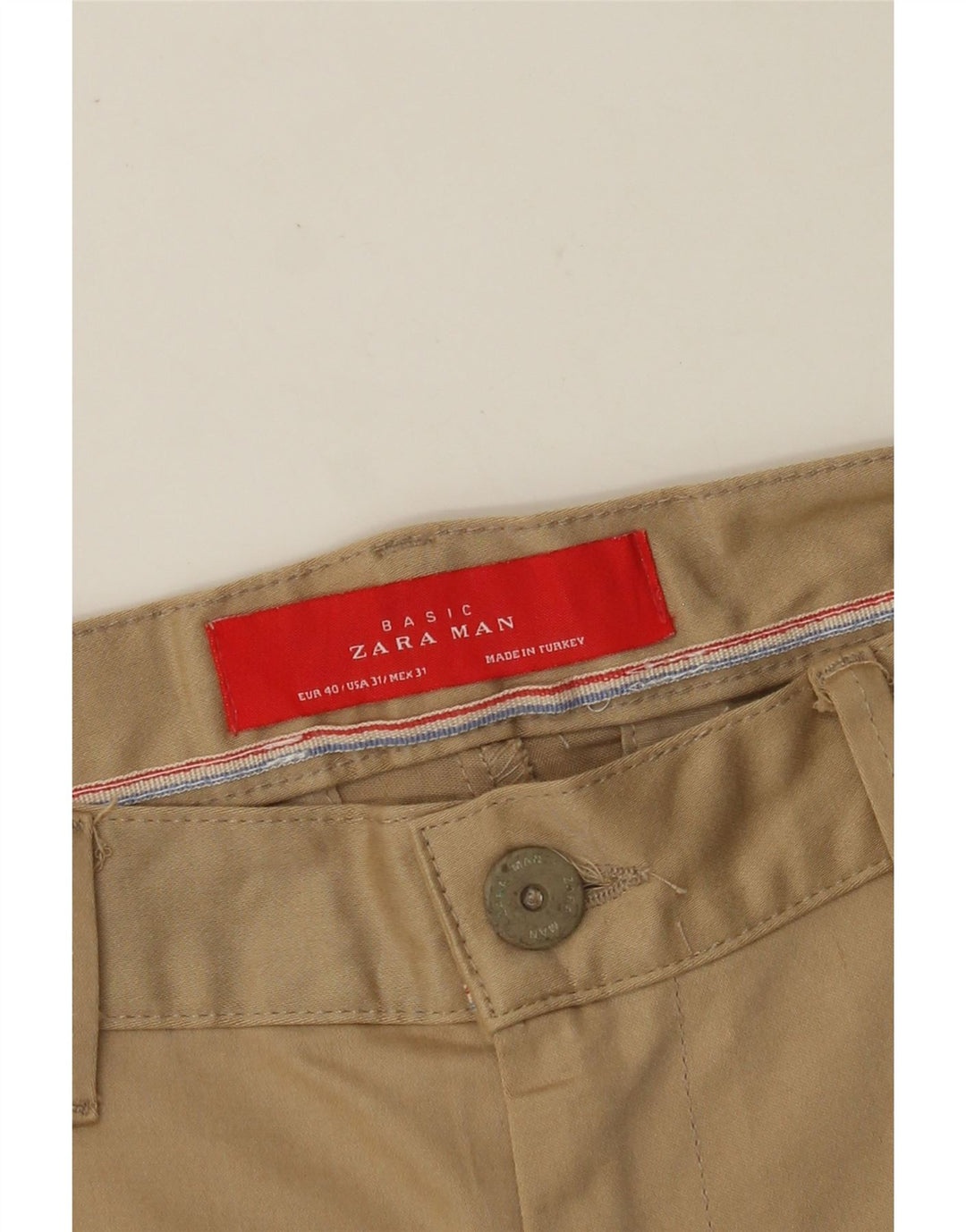 Pantaloni chino slim pentru bărbați ZARA EU 40 Medium L31 L27 Bej