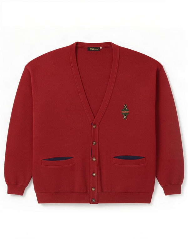 Cardigan Vintage pentru bărbați, burgundă medie