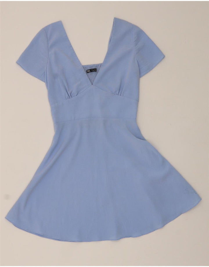 ZARA Womens A-Line Dress UK 12 Medium Blue Vintage Zara and Second-Hand Zara from Messina Hembry 