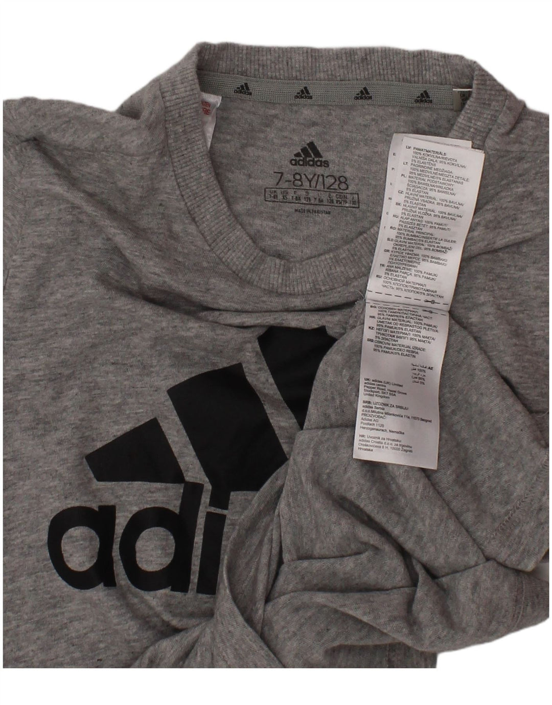 Tricou grafic ADIDAS pentru baieti Top 7-8 ani bumbac gri