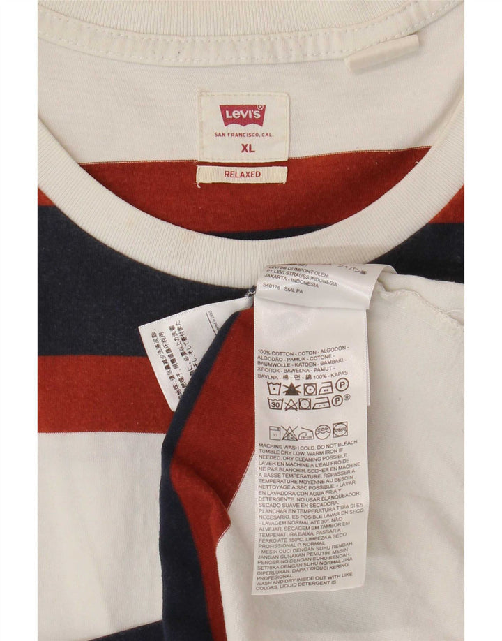 Tricou relaxat pentru bărbați Levi's Top XL, bumbac cu dungi albe