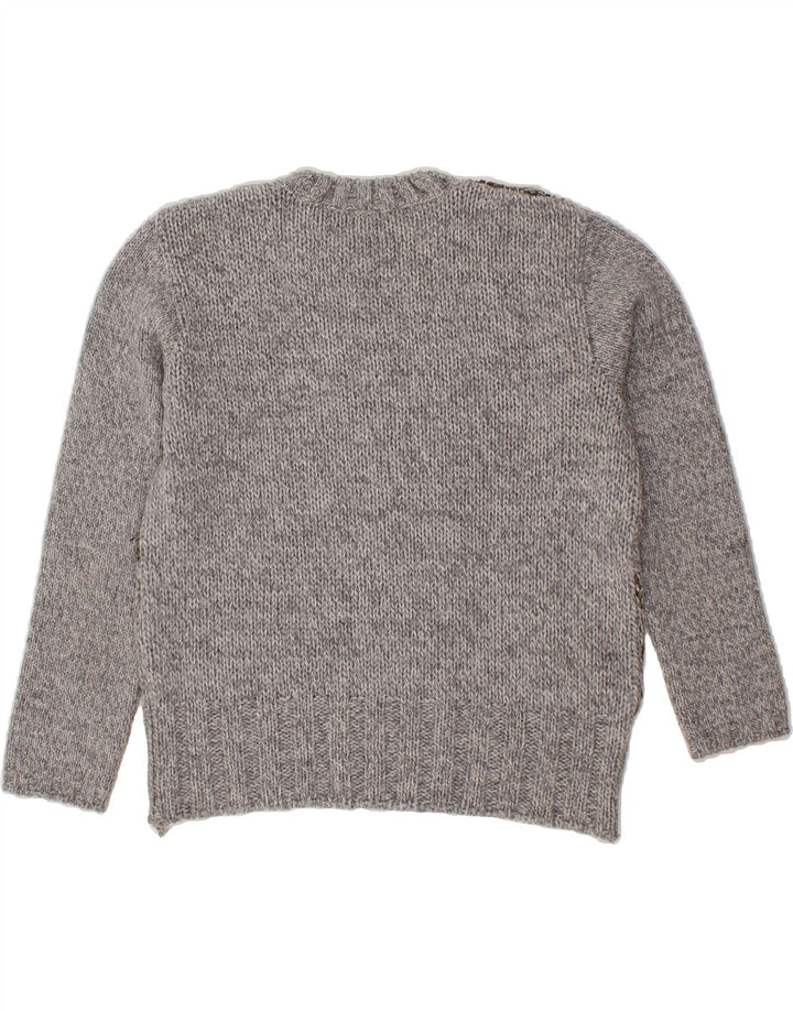O'NEILL Womens Crew Neck Jumper Sweater UK 3 Small Grey Patchwork Vintage O'Neill and Second-Hand O'Neill from Messina Hembry 