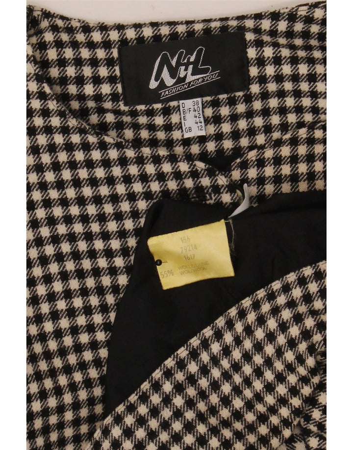 Jachetă Bolero Vintage pentru femei UK 12 Medium Black Houndstooth Lână