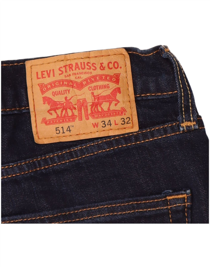 Blugi drepti pentru bărbați LEVI'S 514 W34 L32 Bumbac bleumarin