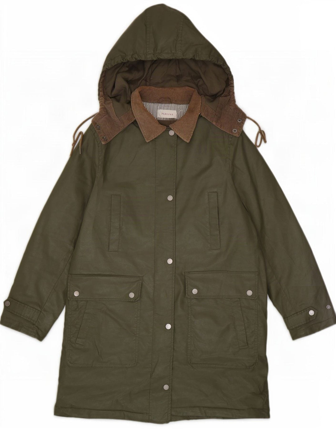 Jachetă pentru femei Marks & Spencer din bumbac cerat cu glugă, UK 12 Medium Khaki