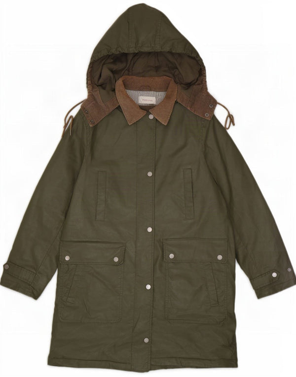 Jachetă pentru femei Marks & Spencer din bumbac cerat cu glugă, UK 12 Medium Khaki