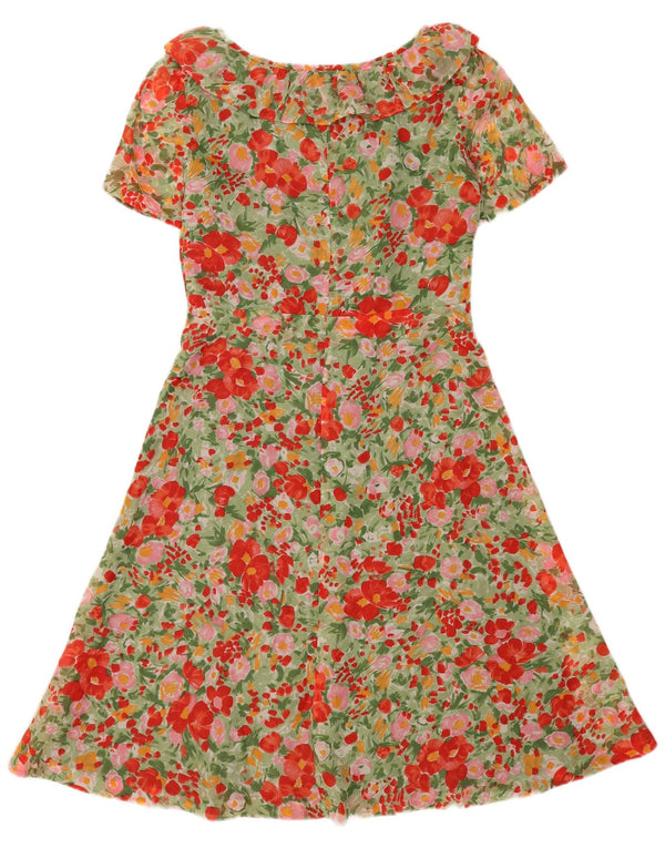 Rochie vintage pentru femei în linie A UK 12 Poliamidă florală multicoloră medie