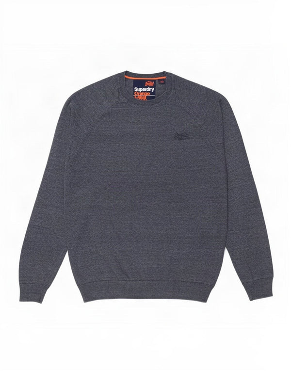 Pulover pentru bărbați Superdry cu decolteu triplu, mare, albastru, bumbac cu pete