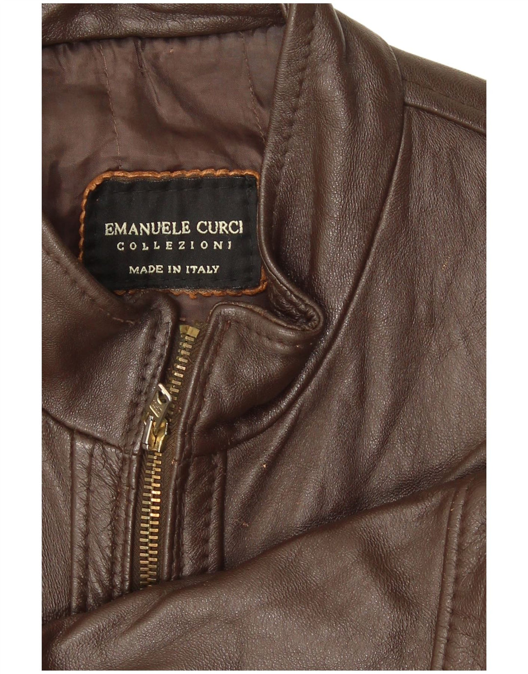 Jachetă Bomber din piele pentru bărbați Emanuele Curci UK 40 Large Brown