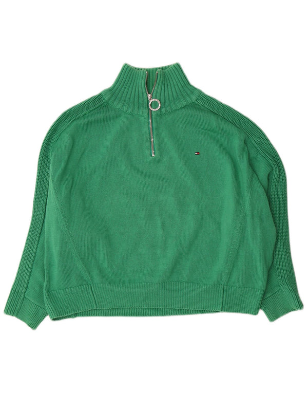pulover de damă Tommy Hilfiger, supradimensionat, cu fermoar, cu gât, UK 10 Small Green