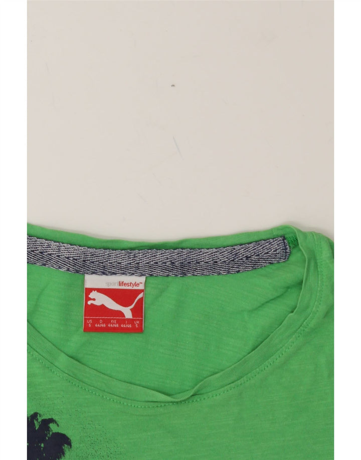 PUMA Mens Graphic T-Shirt Top Small Green Cotton Vintage Puma and Second-Hand Puma from Messina Hembry 