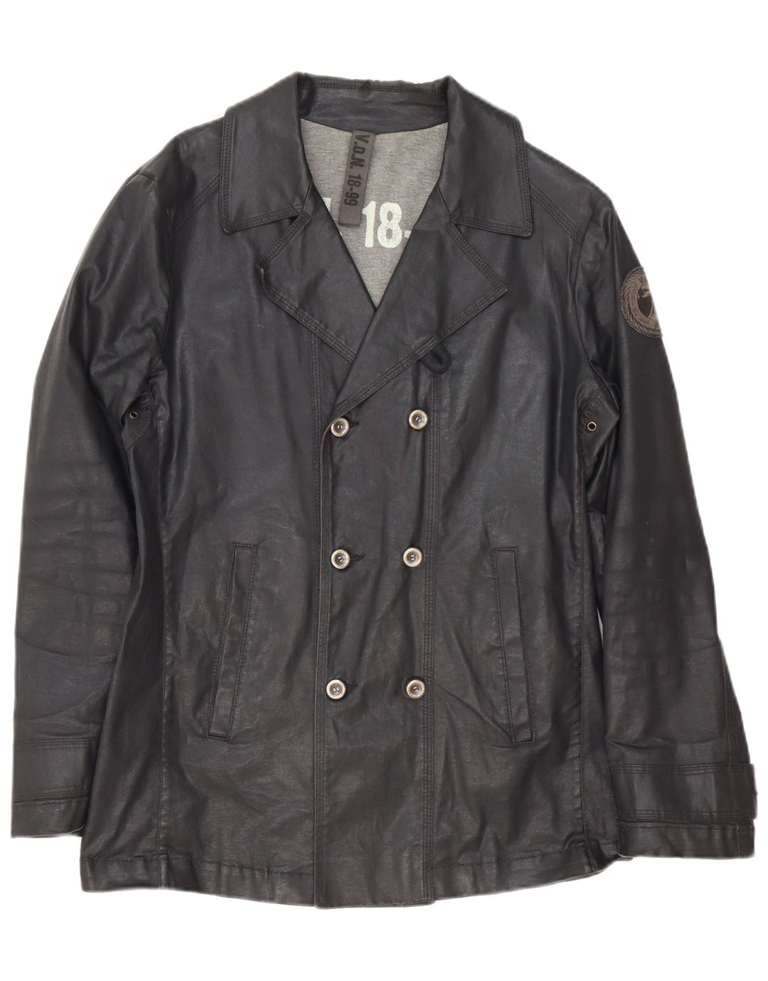 Jachetă pentru bărbați vintage din bumbac cerat IT 46 Small Black