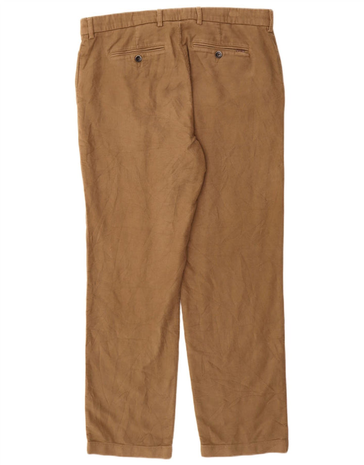Pantaloni de costum obișnuiți drepți pentru bărbați Marks & Spencer L36 L31 bumbac bej