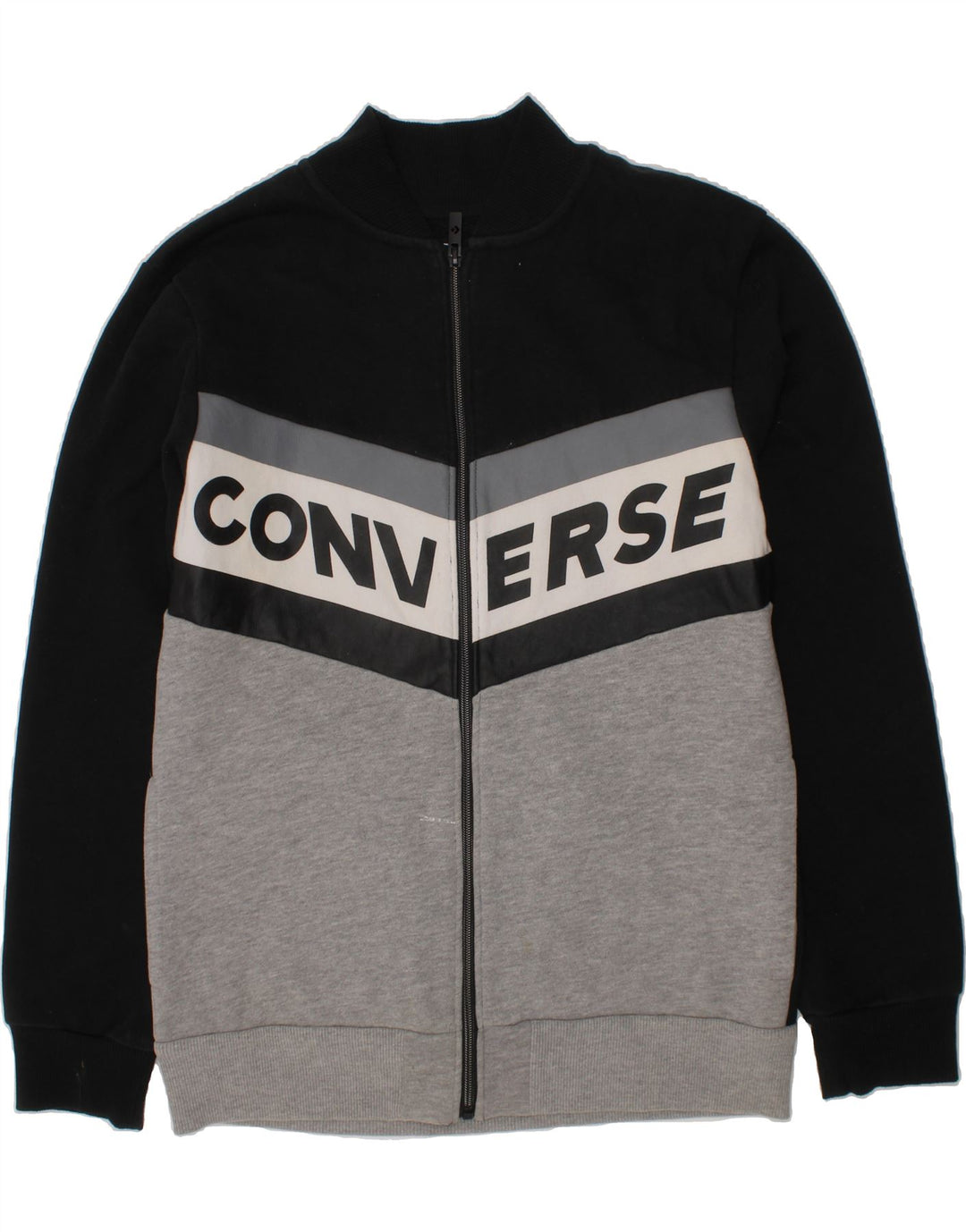 CONVERSE Boys Tracksuit Top Jacket 13-14 Years XL Black Colourblock Vintage Converse and Second-Hand Converse from Messina Hembry 