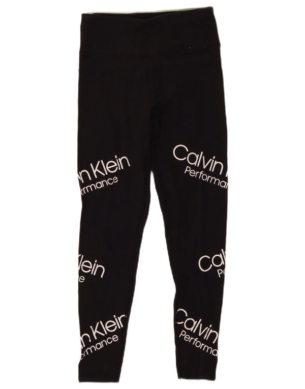 Calvin Klein Leggings Capri cu grafic pentru femei UK 6 XS Bumbac negru