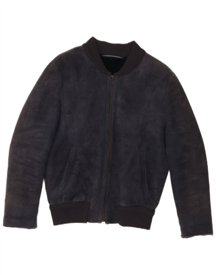 CPL1953 Jachetă Bomber din shearling pentru femei UK 20 2XL bleumarin din shearling