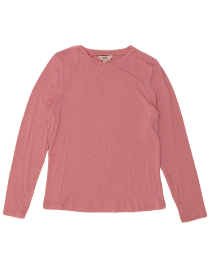 Marks & Spencer Top pentru femei cu mânecă lungă UK 12 Medium Pink Viscose