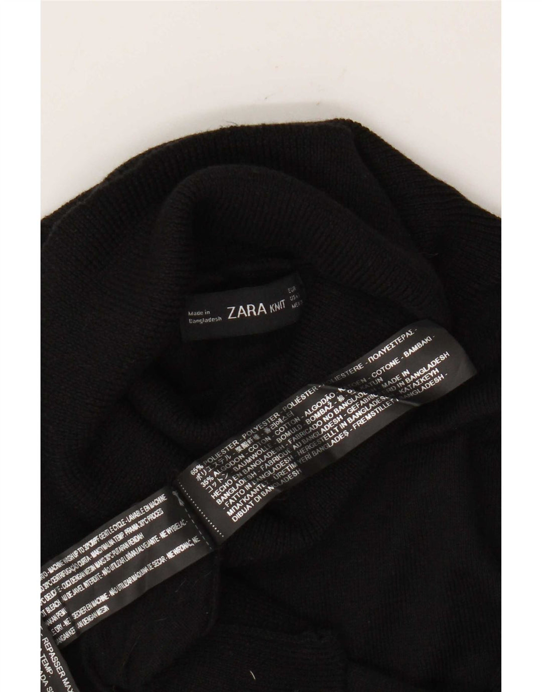 Pulover cu gât rulat Zara pentru femei UK 10 Poliester negru mic